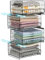 Hongtamoya 4-Tier Sliding Closet Organizers and Storage Shelves, Stackable Closet Shelf Organizer Basket Bins, Drawer Shelf Storage Container for Wardrobe Cupboard Kitchen Bathroom Office, Black