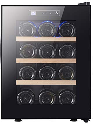 MOLVUS Weinkühlschrank - Weißwein-/Rotweinkühlschrank, Weinkühlschrank für die Arbeitsplatte - Freistehender, kompakter Mini-Weinkühlschrank für 12 Flaschen mit digitaler Steuerung