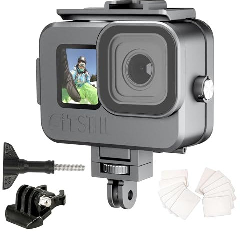 FitStill 80M/263FT wasserdichtes Gehäuse aus Aluminiumlegierung für Go Pro Hero13 /Hero12 /Hero11 /Hero10 /Hero9 Black, für Go Pro Hero 13/12/11/10/9 Black Action-Kamera-Zubehör