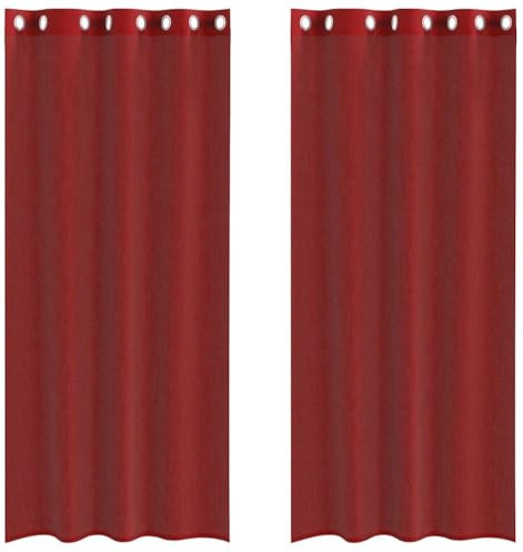vidaXL Rideaux en Voile avec œillets 2 pcs Rouge Bordeaux, Rideau en Filet, Rideau Transparent, Voile de fenêtre, Traitement de fenêtre