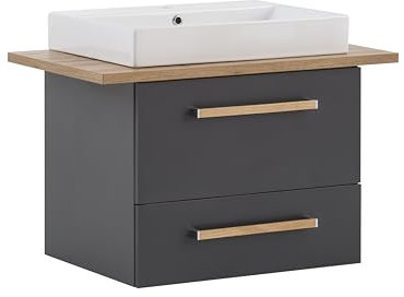 Schildmeyer Waschtisch Duo 701518, anthrazit/Eiche Landhaus Dekor, 82,2 x 50 x 61,5 cm