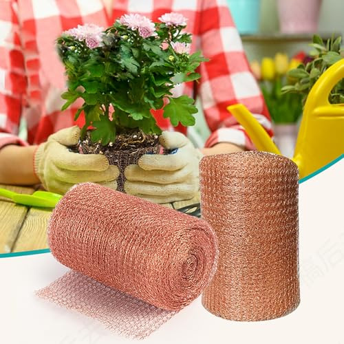 YouYuer 2PCS Kupferband Gegen Schnecken Schneckenschutz Schneckenzaun Reinem Kupfer Kupferwolle Schneckenabwehr Kupfergeflecht Kupfergewebe Kupfergitterrolle Pflanzenschutz für Haus Garten
