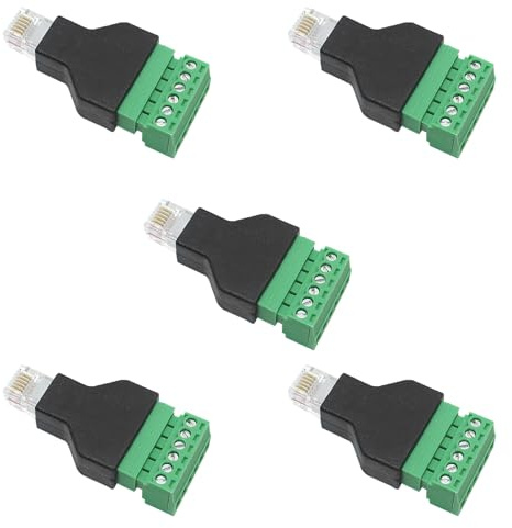 CEMYDEYO 5 Stück RJ12 6P6C Modulare Steckverbinder Stecker auf 6 Pins Schraubklemmen, Stecker, Adapter, CCTV Adapter für Cat3-Telefonhörerkabel-Verlängerung (5 Stück)