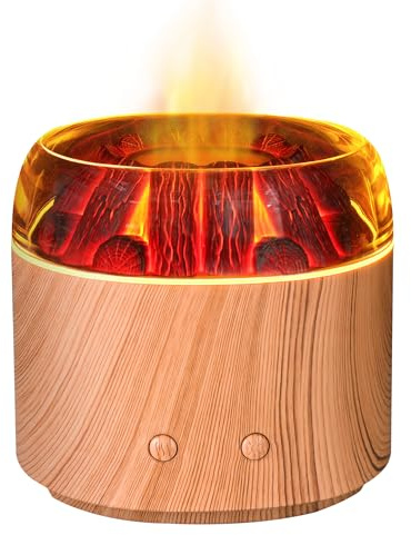 Holzkohle-Aroma-Diffusor, Aromatherapie, ätherisches Öl, Diffusor mit Ultraschall-Nebel, automatische Abschaltung, Luftbefeuchter, Licht für Zuhause, Schlafzimmer, Büro (Licht)