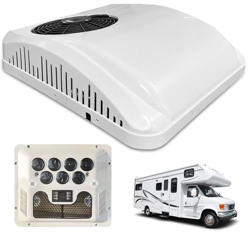 Takmonterad luftkonditionering för husbil, 12V/24V/48V/72V/96V/115V/220V AC-enhet för husbil, takvärme och kylning för skåpbil, för husbil, lastbil, släpvagn, båt, traktor,220V