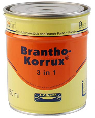 Brantho Korrux 3 in 1 0,75 l, RAL Volvo-BM-Gelb, Rostschutzfarbe Primer Lack