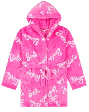 Barbie Peignoir à capuche en polaire rose pour fille