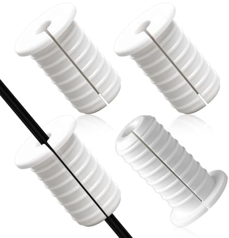 4Pcs 3/4 Inch Cable Grommets 19mm Dia Anti-Slip Cable Routing Kit Split Wall Hole Pass Through Bushing Grommet for Ethernet/TV Wires Protection Accessories Part White
