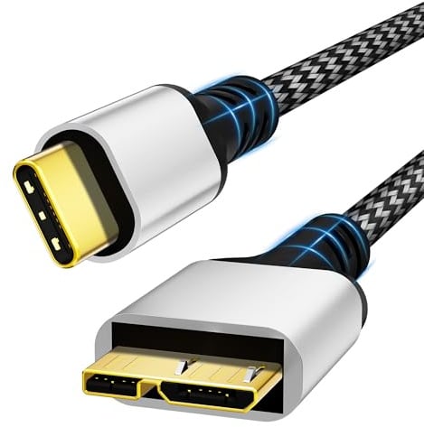 Cavo da Micro B a USB C da 10Gbps,cavo da USB C a Micro B in nylon da 0.5M,USB 3.1,USB C maschio a Micro B maschio,cavo per disco rigido esterno compatibile con Toshiba,Seagate,WD,Galaxy S5,Note 3,HDD