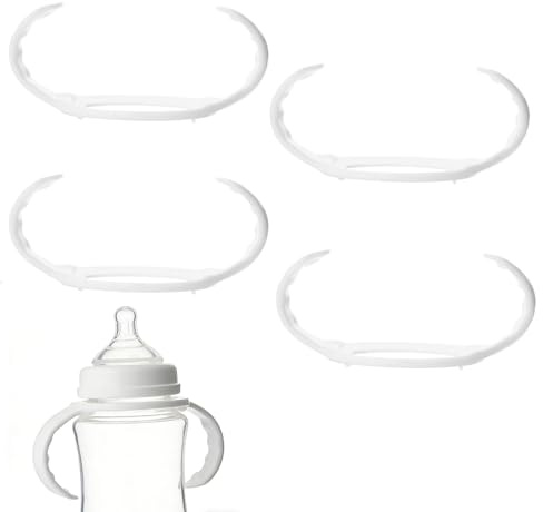 4Pack Baby Bottle Handles for Tommee Tippee,Ergonomic Non Slip Grip Easy Grip Easy BPA Free,Replacement Holder for Newborn Bottles(White)