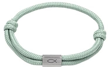 Armband Fisch: Segeltau-Armband mit Gravur als Geschenk oder Inspiration; hochwertig graviert mit ermutigendem Vers auf Hangtag; zu Konfirmation, Kommunion, Firmung oder Geburtstag geeignet
