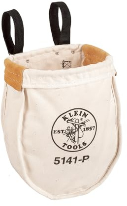 Klein Tools 5141P Heavy Tool Bag, No. 8 Canvas Utility Bag, Reinforced with Tough Tanned Leather, Loop Belt Connection