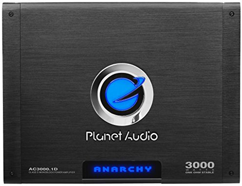 Planet Audio AC3000.1D Anarchy 3000 Watt, 1 Ohm Stable Class D Monoblock Car Amplifier with Remote Subwoofer Control