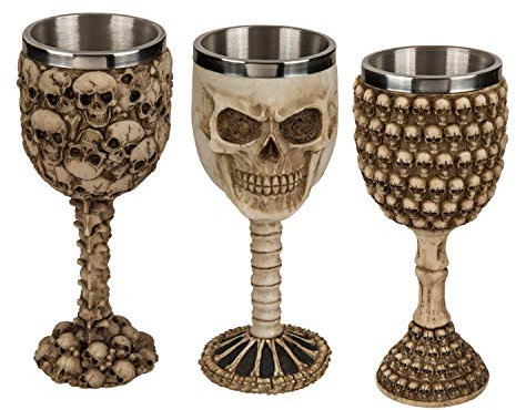 ootb Becher/Kelch in Totenkopfform, aus Polyresin, mit Edelstahl-Behälter