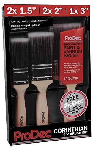 ProDec 5 Piece Corinthian Brush Set Paint Brushes Premium Trade Quality PBPT009