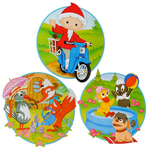 alles-meine.de GmbH 3 TLG. Set: XL Fensterbilder - Unser Sandmännchen/Sandmann - Sticker - statisch haftend - Fenstersticker Aufkleber - selbstklebend wiederverwendbar - Fe..