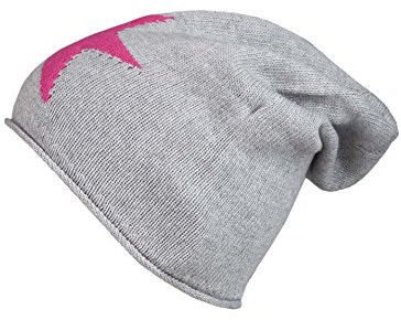 Cashmere Dreams Slouch-Beanie-Mütze mit Kaschmir - Hochwertige Strickmütze für Damen Mädchen - Stern - Hat - One Size - Sommer Herbst und Winter Zwillingsherz (hgr/pink)