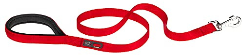Ferplast Daytona G Guinzaglio per Cani Extraresistente - Morbida Impugnatura Imbottita - Pratico Porta Sacchetti Igienici - Antiabrasione - Design Italiano - 120 x 2,5 cm, Rosso