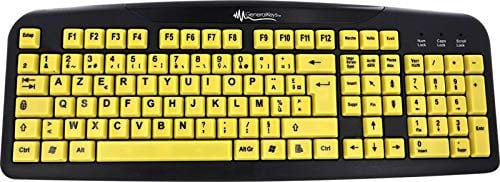 GeneralKeys Senioren Tastatur: Komfort-Tastatur mit kontraststarken Großschrift-Tasten (mit großen Buchstaben, für Sehbehinderte, Kontrastreiche)