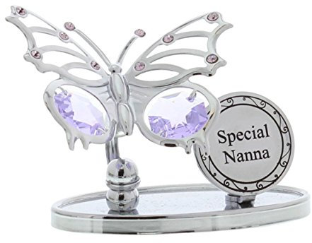 Crystocraft Keepsake Gift Ornament - Special Nanna Butterfly Plaque with Swarvoski Crystal Elements