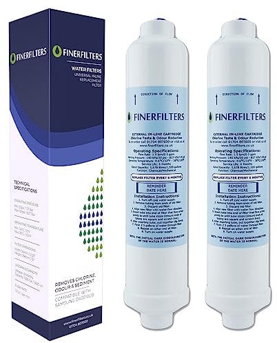 Finerfilters FF-6010PF Fridge Water Filter Compatible with Kenwood, Hisense DA2010CB, Daewoo DD7098 Fridge Water Filter Cartridge, and More. (2 Pack)
