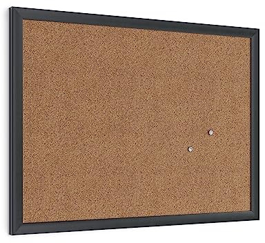 U Brands Cork Bulletin Board, 17 x 23, Black Wood Frame