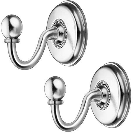 NUOLUX, 2 ferma-tende o ganci vintage in lega, ganci per cravatta, da porta, da parete, per cappelli, cappotti Silver