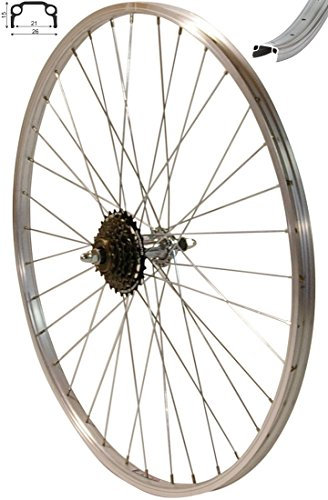 Redondo 26 Zoll Hinterrad Laufrad 26 Kasten Felge + 6-Fach Kranz Silber