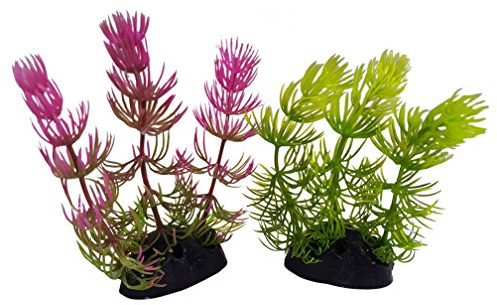 Double Pack Small Aquarium Fish Bowl Plants, Value 2 pack | Fish Tank Ornaments, Artificial Plants for Goldfish Betta Bowl, Small & Large Aquarium Decorations Kit