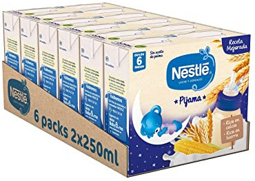 Nestlé Alimentos Infantiles Nestlé Leche y Cereales Pijama - Alimento Para bebés - Paquete de 6x2 unidades de 250ml
