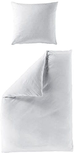 Bierbaum Biber Bettwäsche Uni 3292 weiche Flauschige Bettwäsche-Garnitur mit dezentem Fischgratmuster 155 cm x 220 cm kitt