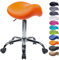 1stuff® Sattelhocker Sattelstuhl MULY - Sitzhöhe bis ca. 74cm - ergonomischer Rollhocker Bürohocker Arzthocker Arbeitshocker Praxishocker Drehhocker (Lederimitat orange)