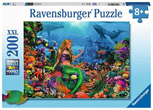 Ravensburger Kinderpuzzle - 12987 Die Meereskönigin - Meerjungfrau-Puzzle für Kinder ab 8 Jahren, mit 200 Teilen im XXL-Format