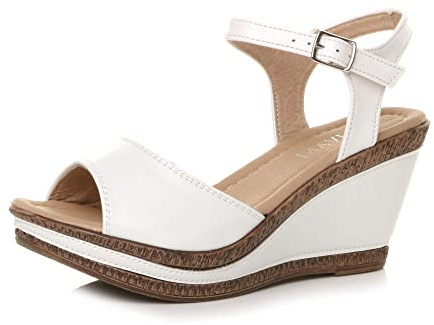 AJVANI high wedge heel platform buckle beach sandals shoes size 5 38