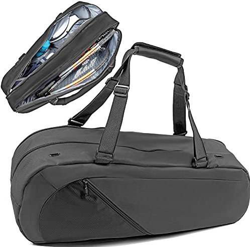 Athletico Tennistasche und Racketball-Tasche – Tennistaschen für Damen und Herren, um Tennisschläger, Racquetballschläger, Pickleball-Paddel und andere Ausrüstung oder Ausrüstung (schwarz)