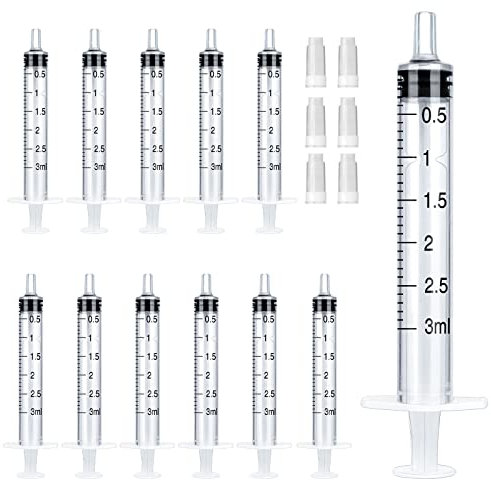 20 Stück 3ml Spritze Kunststoff Spritzen mit Deckel Sterile Kolostrum Spritzen Set ohne Nadel zum Füttern, Flüssigkeitsspritze für Kleber, Tinte, Motoröl, Neugeborene Tierfütterung Lab