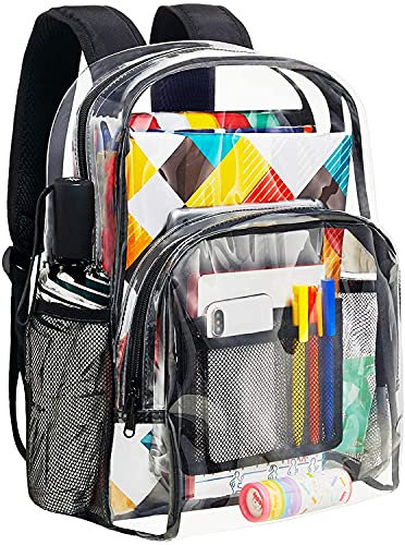 Transparenter Rucksack, Unisex, große Kapazität, Stadion genehmigt, für Schule, Arbeit, Reisen, Fitnessstudio, Strand, Konzerte, Festivals, transparent