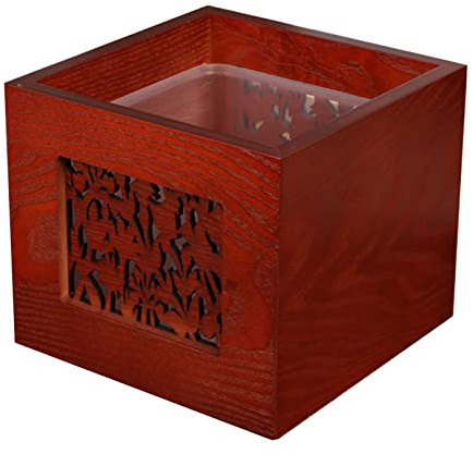 DRSFF Brownish Red Wooden Trash Can 4 Liter Mini Wastebaskets Square Small Garbage Bins for Household Room Hotel Office Desktop Uncovered Storage/Dustbin Bucket，15×15×13cm