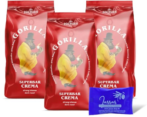 Gorilla Super Bar Crema 3x 1000g Joerges + Jassas Gebäck | Gorilla Kaffee | Gorilla superbar | Gorilla Espresso