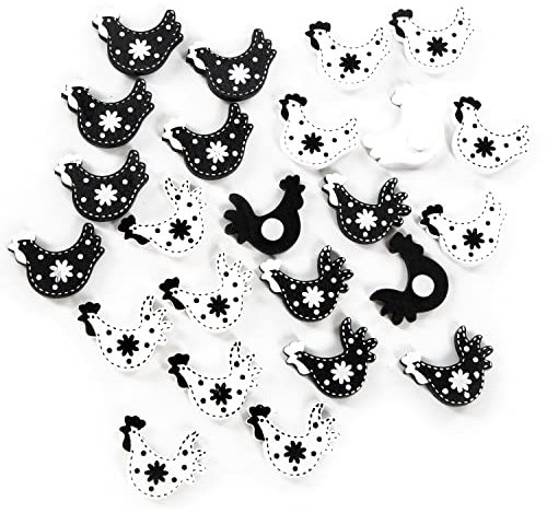 Logbuch-Verlag 24 mini Hühner Ostern Deko Tischdeko Osterdeko schwarz-weiß 3 cm Streuteile Hahn und Henne Tiere