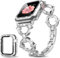 Mesime Kompatibel mit Apple Watch Armband 38 mm, 40 mm, 41 mm, 42 mm, 44 mm, 45 mm, für Damen und Mädchen, glitzerndes Metallarmband mit Kristallglas-Displayschutzfolie, rundes glänzendes Armband