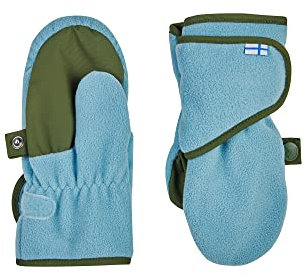 Finkid Lapanen Light Blau - Warme atmungsaktive Kinder Fleece Fäustlinge, Größe M - Farbe Smoke Blue - Bronze Green