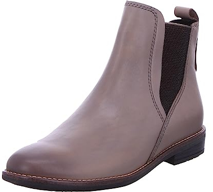 MARCO TOZZI Damen Chelsea Boots aus Leder Elegant, Braun (Taupe), 39 EU