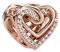 BEEUVIP Damen Rose Gold funkelnde verflochtene Herzen Charm Anhänger für Armband 925 Sterling Silber Geburtsstein Charms Beads passend für Armband