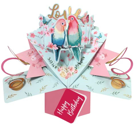 Love Birds Happy Birthday Pop Up Card 3D Greeting Cards One I Love POP199V20