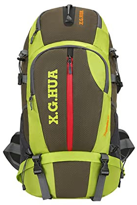 MYMM Wanderrucksack 45L leichte wasserdichte Bergsteigertasche strapazierfähiger Outdoor-Sportrucksack Bergsteigen Camping Angeln Reisen Reiten (Grün)