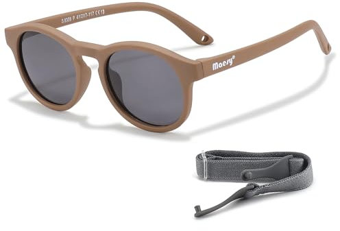 Maesy Kinder Sonnenbrille für Kleinkind und Baby - 1-3 Jahre - UV400 Polarisierter Schutz - Flexibler und Biegsamer Rahmen - Verstellbares Gummiband - Sichere und Bequeme Kindersonnenbrille - Bowi