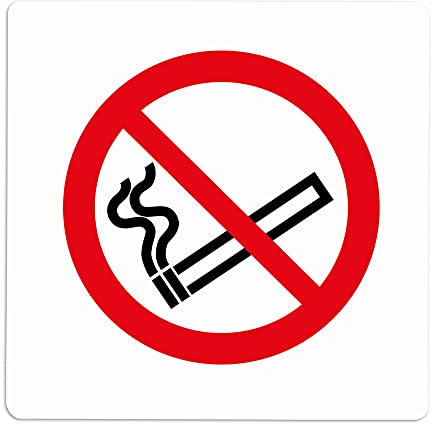 Becral® - Panneau adhésif PVC INTERDIT FUMER | Plaque de porte PVC BLANC | Panneau d'information | Panneau de porte 100 x 100 mm