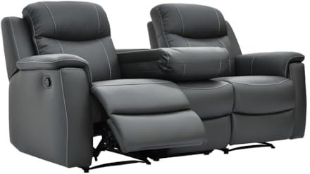 Vente-unique Relax Evasion 3-Sitzer-Sofa, Leder, Grau