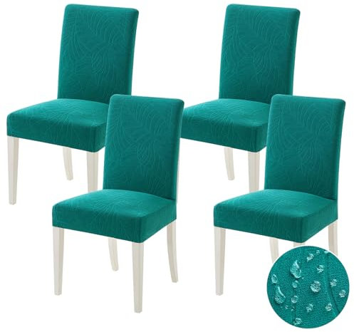MIULEE Stuhlhussen 4er Set Universal Stretch Stuhlbezug,Abnehmbarer Wasserdichter Elastische Modern Stuhlbezüge Bezug Küche Wohnzimmer Bankett Familie Hochzeit Party Stuhlhusse,Blaugrün